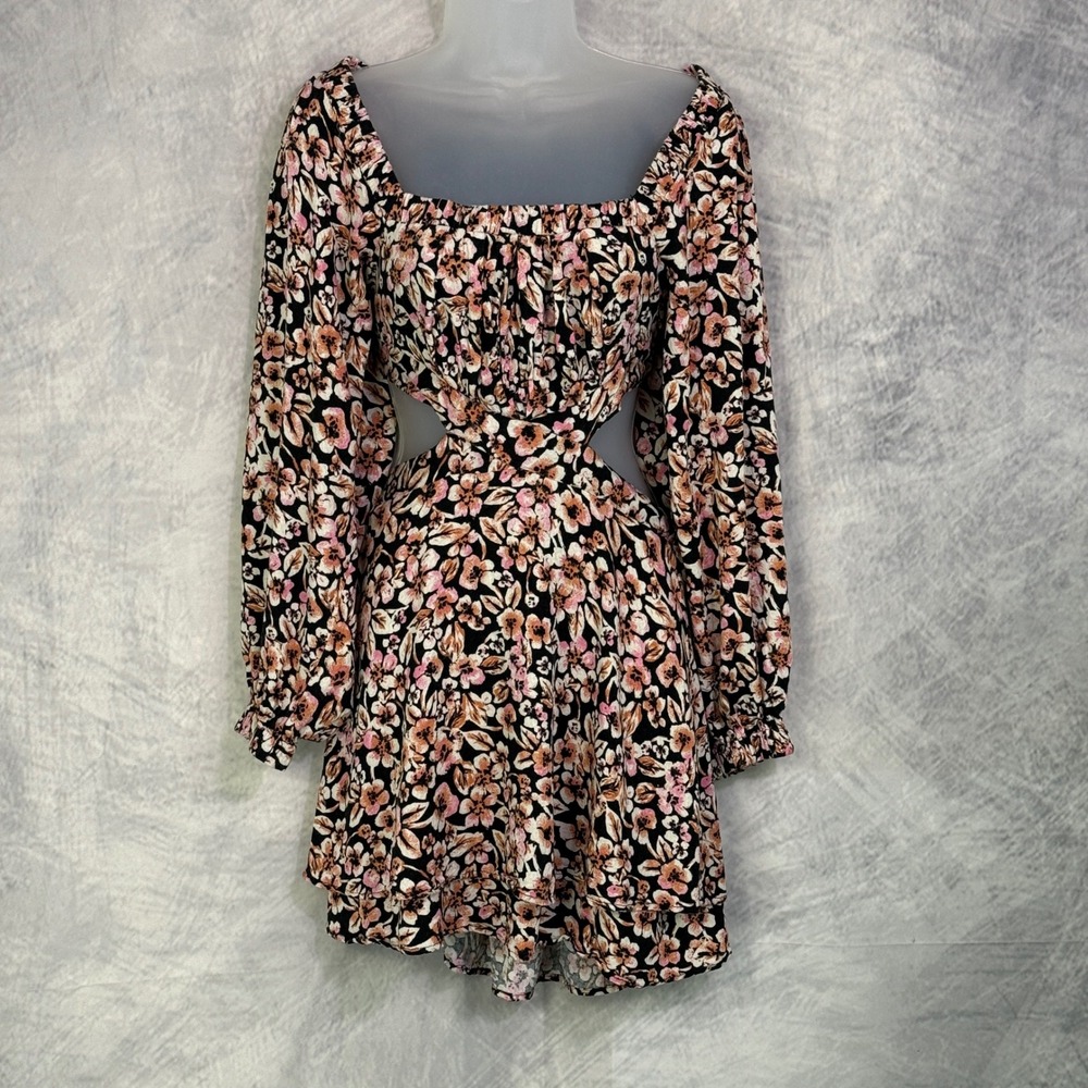 Free People Floral Jael Mini Dress Womens sz M Festival Vacation Boho Beach